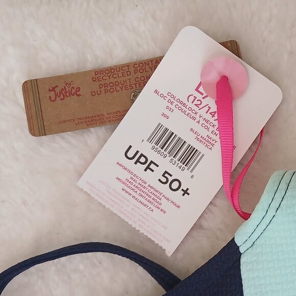 NWT Justice Girls UPF 50 Bikini Size Blue & Green 12-14 - Picture 2 of 4